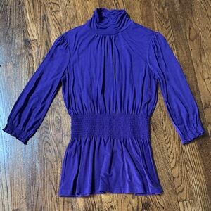 Purple Mock Neck Blouse Top